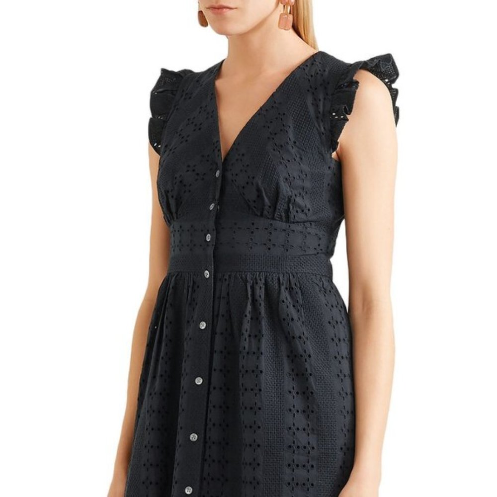 J.Crew Black Broderie Midi Cotton Dress